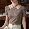 短袖t恤女夏，新款女装设计感纯色体恤性感挂脖纯色收腰上衣SG-T3X0328 商品缩略图7