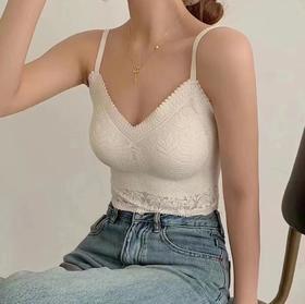 老米优品/纯欲蕾丝，颜值出众❤《 睫毛蕾丝轻薄带胸垫背心》复古代名词，美炸了！！NY230519A
