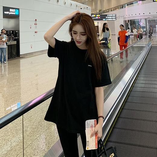【夏季新款！女神必备~】韩版宽松中长款短袖T恤，时尚潮流款，简洁大方，舒适自在，女学生衣服女装，让你瞬间引领潮流！ 商品图7