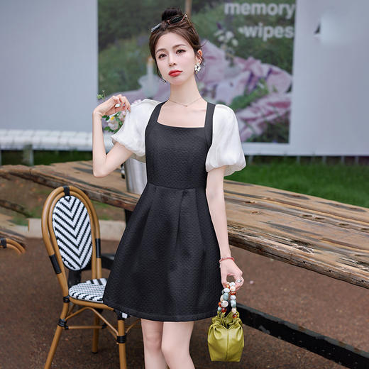 夏季法式气质，方领泡泡袖收腰时尚洋气修身显瘦连衣裙HR-WHF66159 商品图6