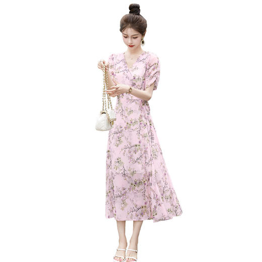 气质温柔风连衣裙显瘦印花甜美鱼尾裙HR-WM30159 商品图4