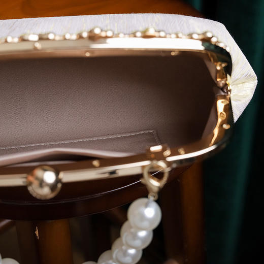 【梦中人】花朵珍珠手提包，古风旗袍宴会手拿包链条包 金属锁扣手拿单肩包QB-009 商品图4