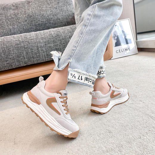 豪行春季新款22109602休闲系带老爹鞋女轻便时尚百搭厚底增高鞋女 商品图5