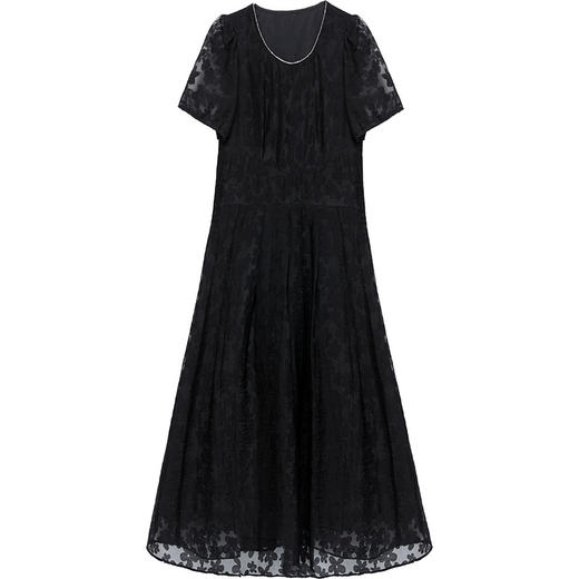 夏季新款，时尚女装短袖中长款百褶裙网纱花朵裙连衣裙QYM-HSY-X23A102-Y 商品图4