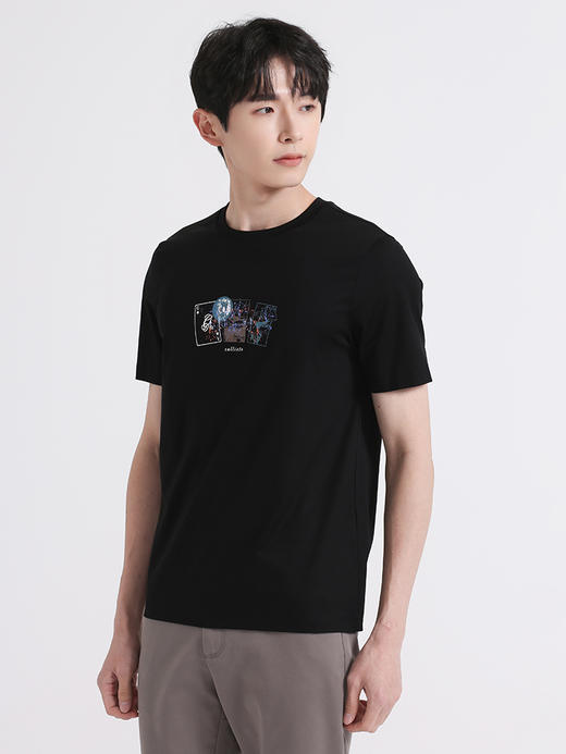 callisto黑色棉弹混纺圆领T恤 SSTSS161C 商品图1