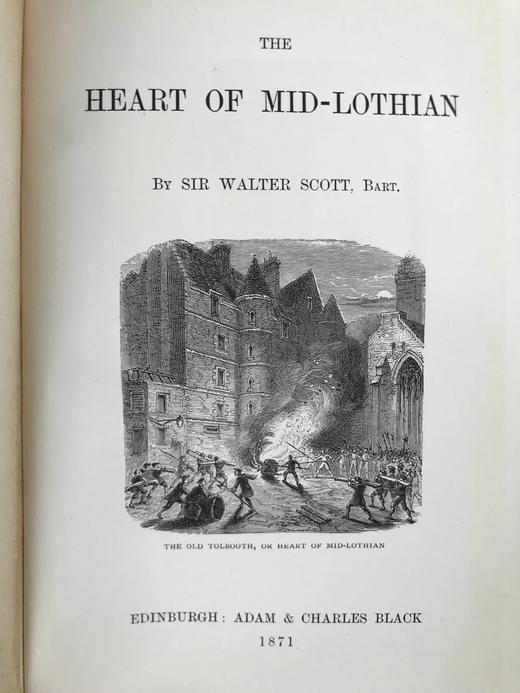 1871年 司各特《中洛锡安之心》 约7幅版画插图 漆布精装32开 商品图5