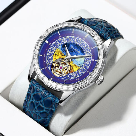 梵高(Vangogh)  全自动机械男表艺术家·罗盘系列 星空 商品图2