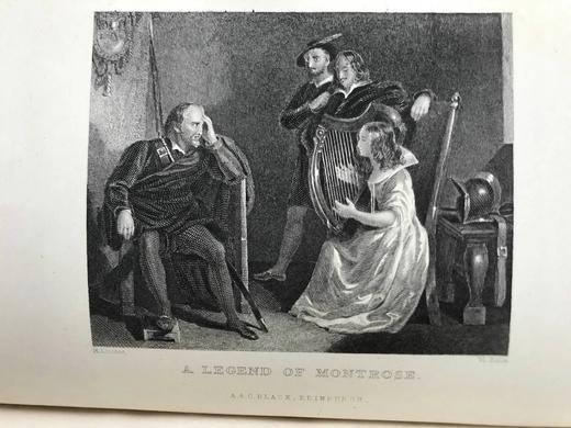 1871年 司各特《蒙特罗斯传奇》 约6幅版画插图 真皮精装32开 商品图3