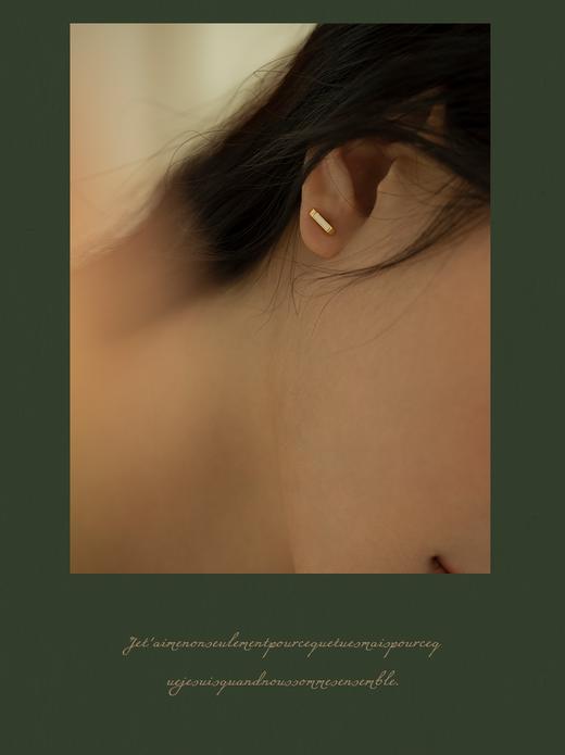 Oflye潮流饰品 小金条撞色原创设计耳钉女简约风不对称T形耳饰耳环女 商品图8