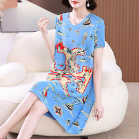 XSL S3236妈妈夏装连衣裙宽松大码