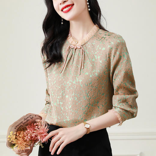 改良旗袍上衣女，夏立领流苏盘扣中式国潮衬衣KQL-B43N8327 商品图0