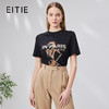 EITIE爱特爱新款100%棉时尚百搭打底舒适弹力圆领印花T恤女7102801 商品缩略图0