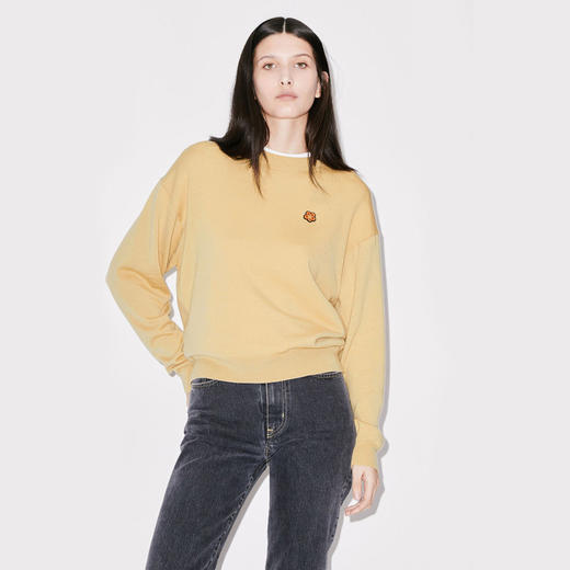 KENZO 高田贤三 女士小花徽标纹章羊毛长袖针织衫 卡其色 FD52 PU381 3LB 11 商品图1