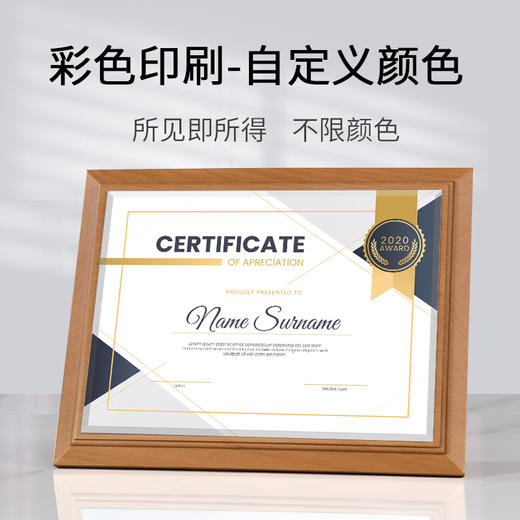 榉木实木奖牌定制彩色荣誉牌匾定做授权牌经销商授牌定制金箔牌匾 商品图2