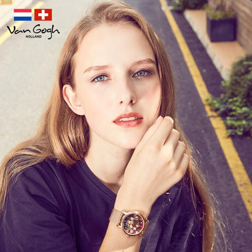 梵高（VanGogh）瑞士女士石英手表-紫苑和夹竹桃 商品图3