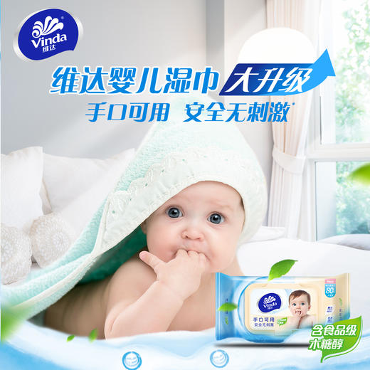 【官方包邮】维达安全无刺激婴儿专用抽取式湿巾 80片/包x3包（自然无香） 商品图1