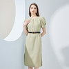 NF8F9斯尔丽瑟俪2023夏季新款领口收褶中长款搭配腰带名媛OL职场连衣裙 商品缩略图0