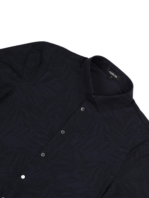 callisto藏青锦纶混纺短袖衬衫 SSTSS195C 商品图1