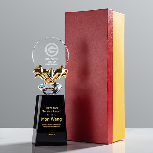 紫荆花创意水晶奖杯定制定做企业入职纪念奖牌照片金银铜冠军订制 商品图4