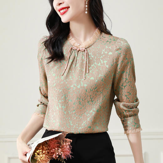 改良旗袍上衣女，夏立领流苏盘扣中式国潮衬衣KQL-B43N8327 商品图2