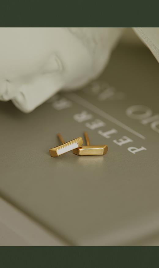 Oflye潮流饰品 小金条撞色原创设计耳钉女简约风不对称T形耳饰耳环女 商品图13
