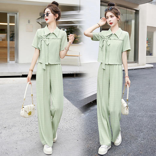 HRWY89699 2023夏季新款修身显瘦时尚洋气质高级小香风套装两件套裤 商品图2