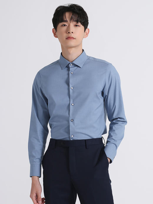 callisto蓝色弹力棉衬衫 SSSTL040C 商品图0