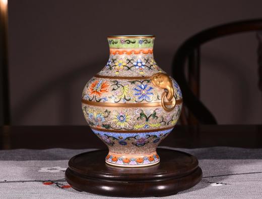 珐琅彩描金衔环瓶 商品图0