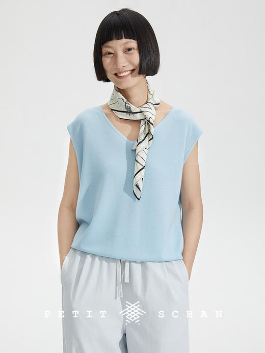 PETIT SCHAN 小闪 黑白印象 14姆米真丝双绉经典黑白六芒星花卉图案方形丝巾披肩 商品图3