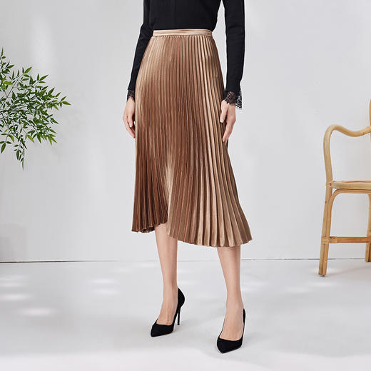 EITIE爱特爱秋季新款时尚气质通勤显瘦百搭百褶半身裙7106801 商品图2