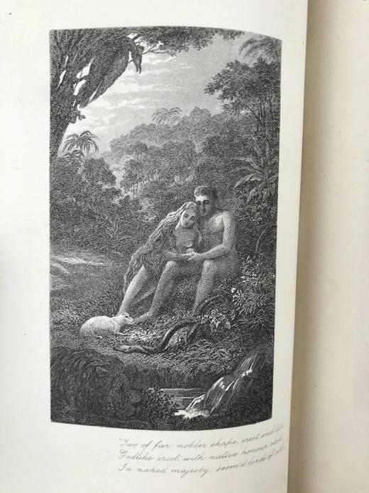 约19世纪后期 弥尔顿诗集 约7幅版画插图 全真皮精装32开 商品图7