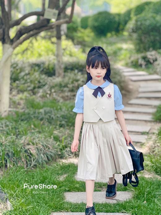 【云优选】pureshare蓬纱馆 女童学院风套装2025新款儿童百褶裙两件套 商品图1