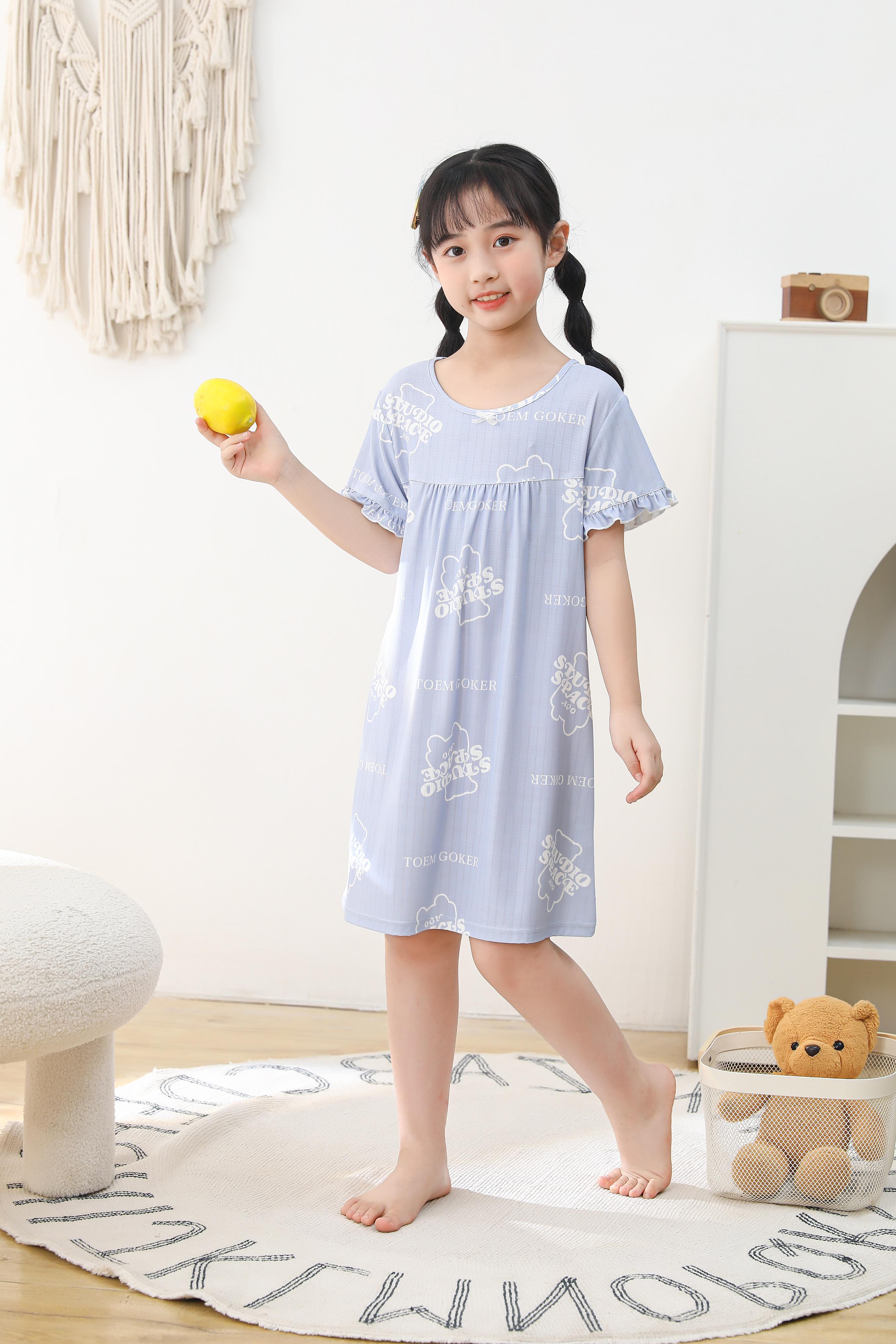 【29元限时秒杀】【秀黛】女童印花针织短袖裙女童家居服睡裙H2440007T【专柜同款】【如遇缺货自动退款，介意勿拍】