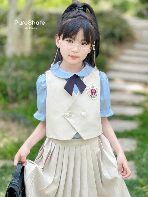 【云优选】pureshare蓬纱馆 女童学院风套装2025新款儿童百褶裙两件套 商品图4