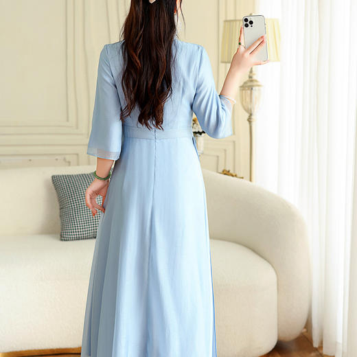 OG-A9205新中式女装改良汉服复古中国风旗袍国潮刺绣飘逸收腰款连衣裙 商品图2