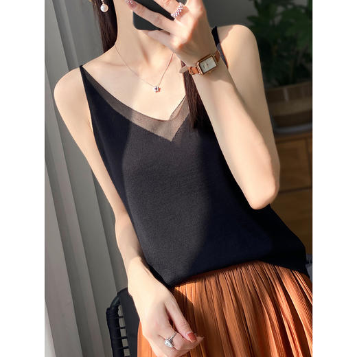 老板娘私物！冰爽醋酸丝太舒服！V领性感针织吊带背心女CSS2301 商品图3