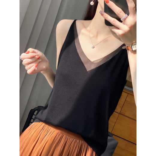 老板娘私物！冰爽醋酸丝太舒服！V领性感针织吊带背心女CSS2301 商品图4