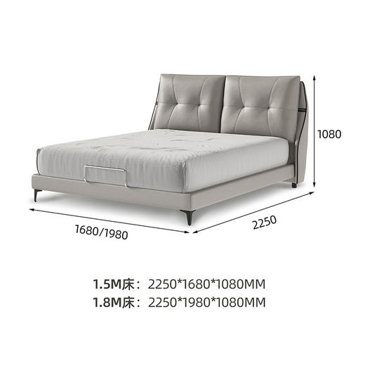 喜梦宝科技布床现代简约布艺床卧室家具北欧主卧软包床 商品图1