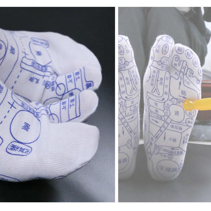 送点穴笔【孙俪同款 养生穴位袜】足底按摩足穴位图解 全棉中筒袜 养生袜穴位袜 袜子点穴棒全棉中筒袜 商品图1