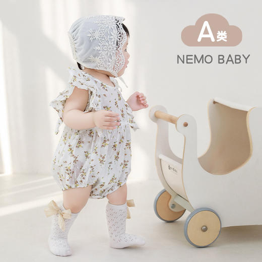 两双任选【A类母婴标准！新疆长绒棉袜】2023夏季新品，天然0敏呵护宝宝，清凉透气又时尚，亲肤不勒，精选薄纱蝴蝶结设计，A类无荧光，宝宝袜子，薄款松口，镂空网眼袜，女童蝴蝶结公主中筒袜 商品图1