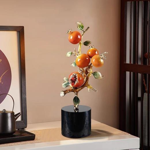新中式石榴摆件珐琅彩创意客厅家居装饰品玄关酒柜电视柜轻奢高端珐琅彩石榴多子多福摆件 商品图0