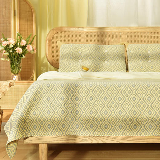 双色菱形格纹系列床单盖毯纯棉床品 商品图0