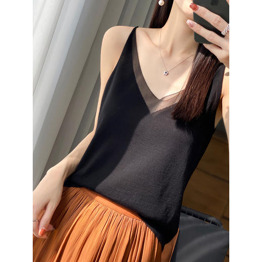 老板娘私物！冰爽醋酸丝太舒服！V领性感针织吊带背心女CSS2301 商品图2