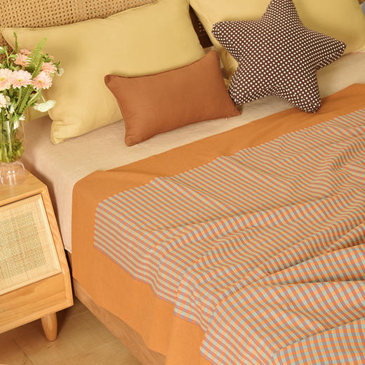 复古渔夫格纹系列床单盖毯纯棉床品 商品图1