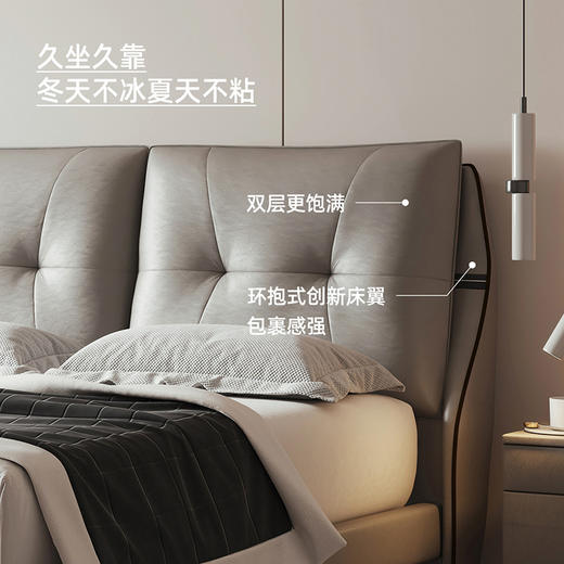 喜梦宝科技布床现代简约布艺床卧室家具北欧主卧软包床 商品图2