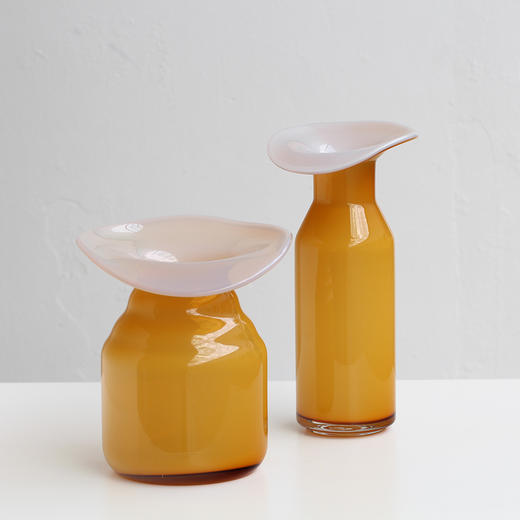 磁粉内烤白外琥珀玻璃花瓶器皿摆件工艺品 商品图1