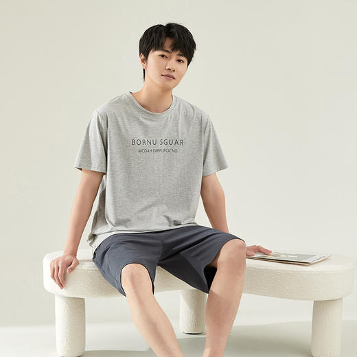 【纯棉凉爽男士睡衣】夏季纯棉短袖短裤两件套 休闲可外穿男士家居服套装 商品图0