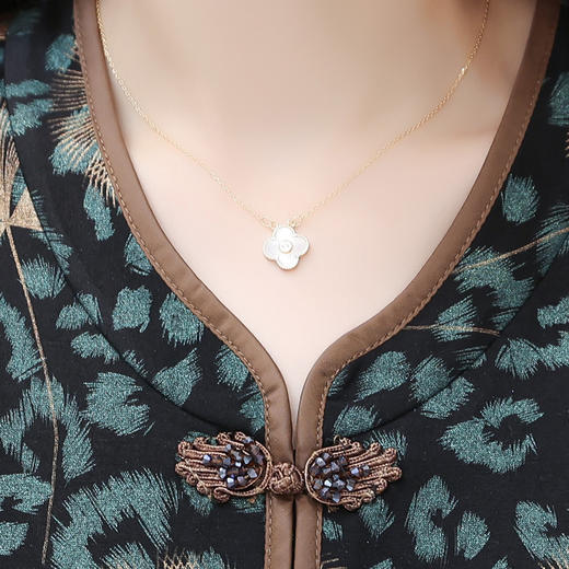 妈妈装复古印花连衣裙，夏季新款短袖裙拼结假两件中长款连衣裙QYM-KED-H1178-Y 商品图3