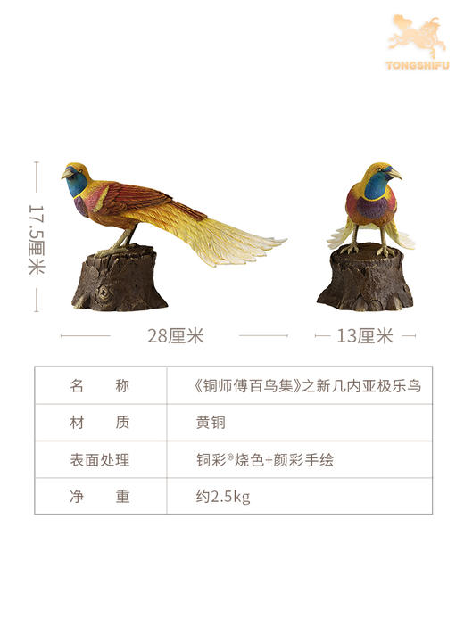 铜师傅 铜摆件《铜师傅百鸟集》之新几内亚极乐鸟 家居饰品礼品 商品图3