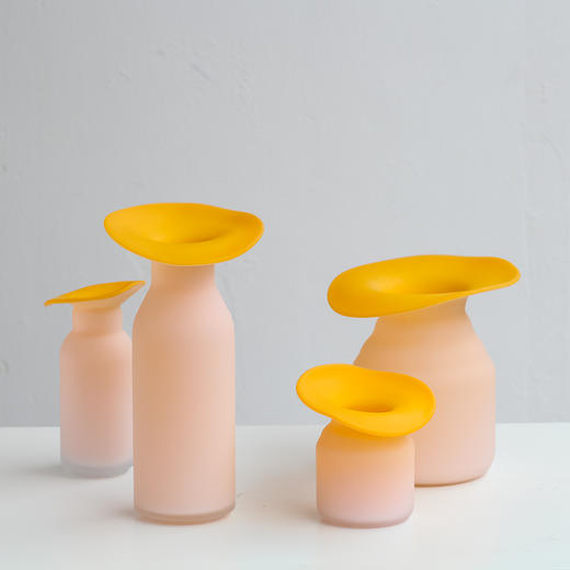 磁粉内桔黄外烤白玻璃花瓶摆件工艺品 商品图1